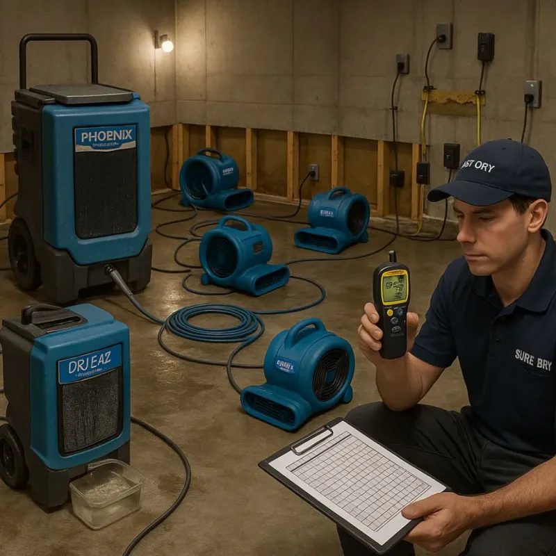 Structural Drying and Dehumidification process in East Baton Rouge Parish, LA